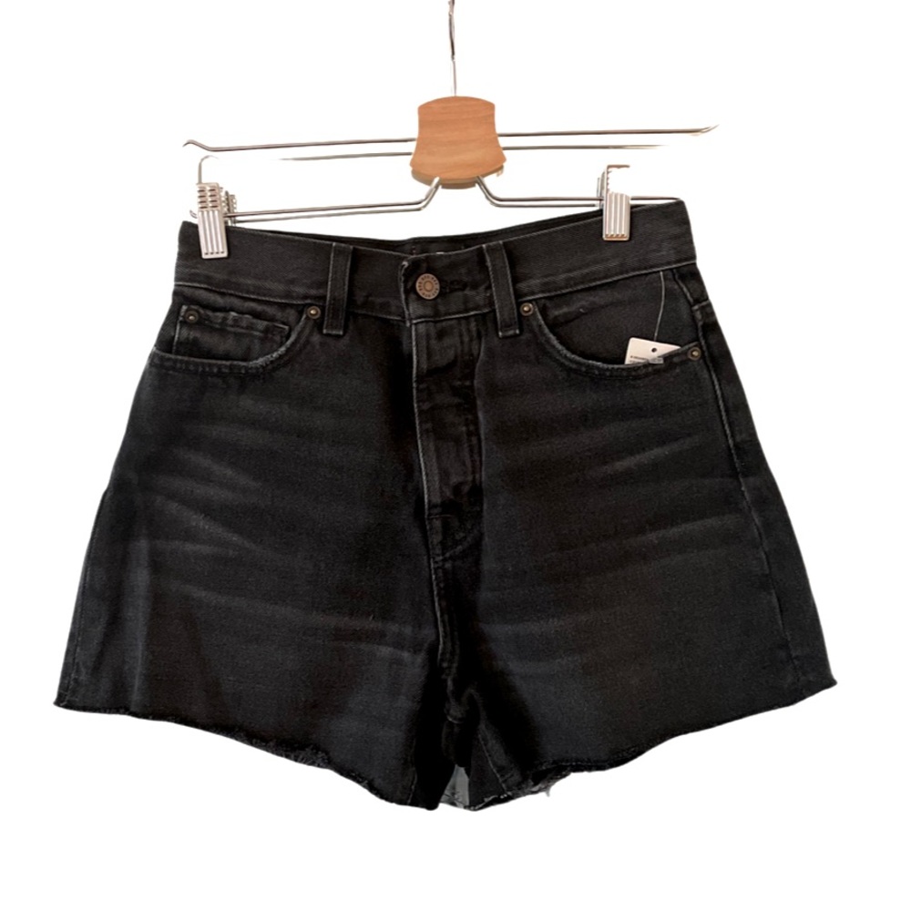 Black Denim High Waisted Shorts